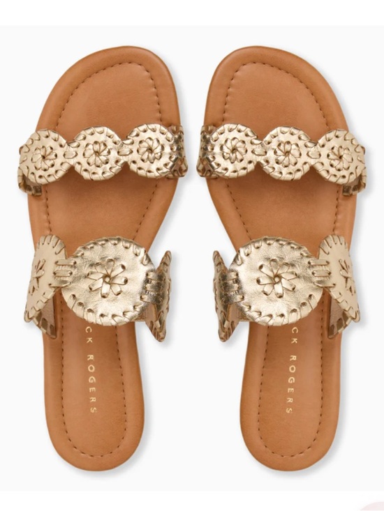 Jack Rogers Shoes - Jack Rogers  Lauren Flat Sandal Gold Sz 7.5 NWOT $138